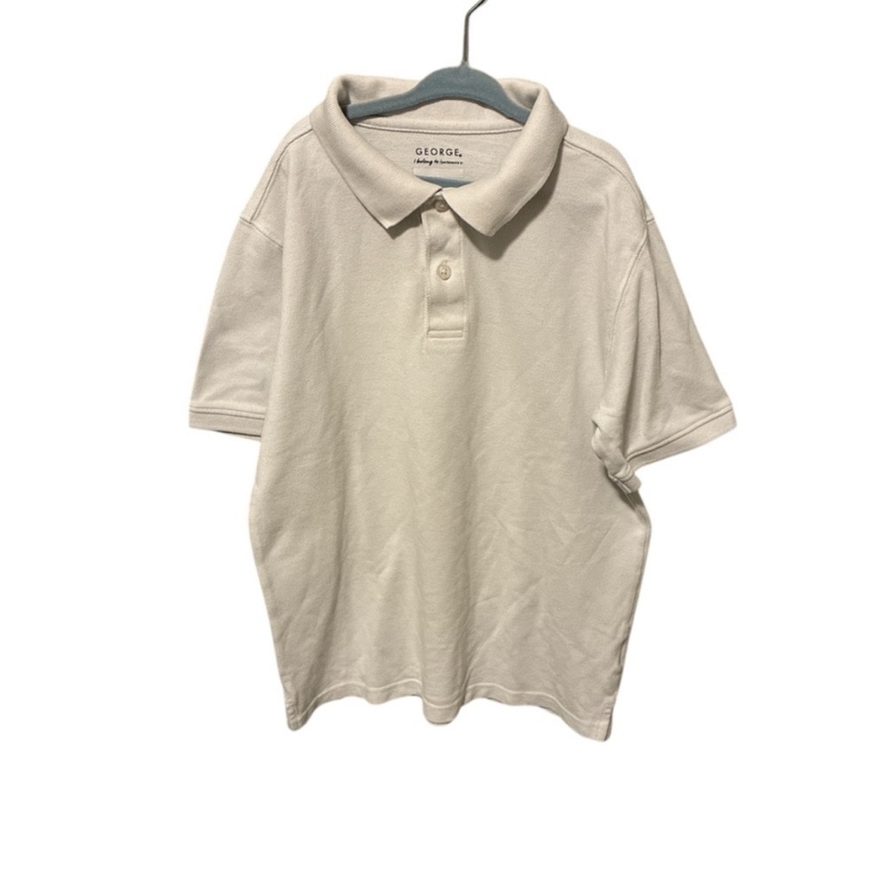 George White Collared Short Sleeve Uniform Polo School Shirt Large 10-12